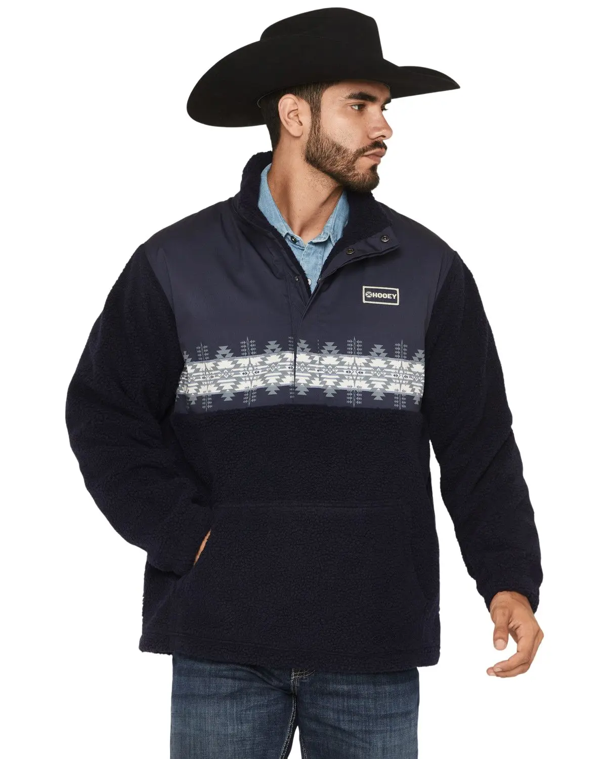 Hooey Men's Men'S Brecken Southwestern Sherpa Pullover - Hfp029nv