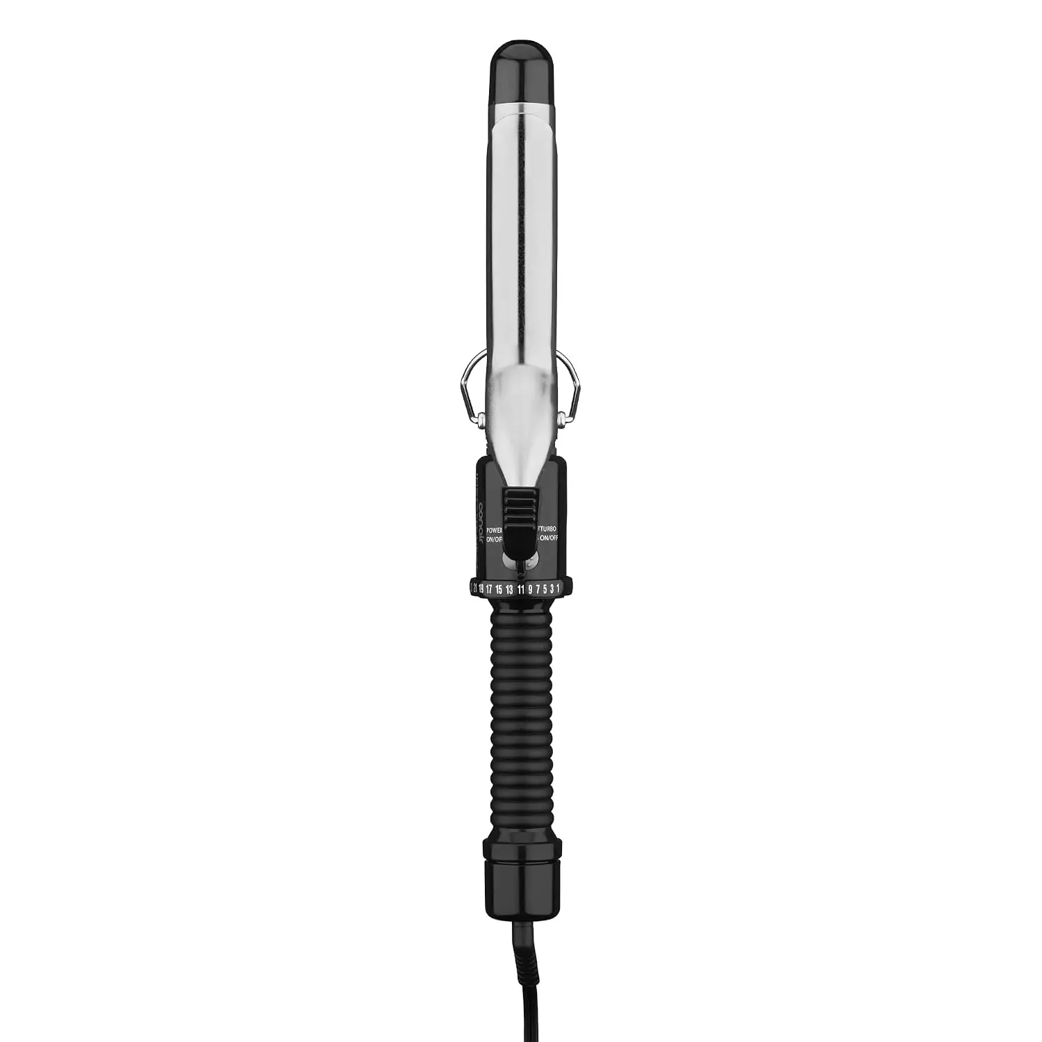 Conair Curling Iron​, Fine to Thick Hair, 1-in. Barrel, Black/Silver | Hair curler with multi-layer technology for tight curls and loose waves, 25 heat settings up to 400°F, and 60-second heat-up