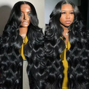 30 38Inch 13x4 Body Wave Lace Front Human Hair Wigs For Women Brazilian 100% Human Hair 13x6 HD Transparent Lace Frontal Wig PrePlucked Hairline Natural Black