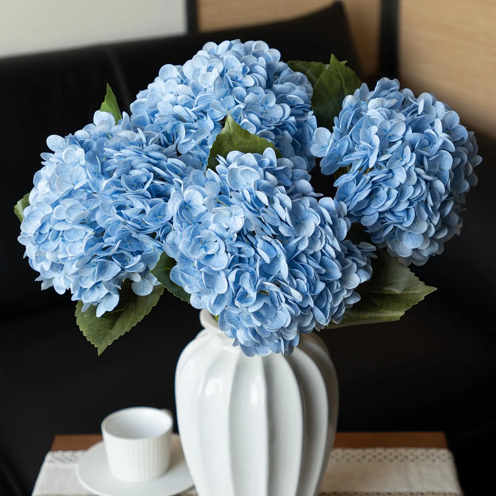 1/3/6 Pcs 21in Hydrangea Artificial Flowers, Latex Real Touch Hydrangeas Lifelike Large Hydrangea Flowers for Home Decor Party Arrangements Wedding Bouquets Centerpieces (Blue, Light Pink, White, Light Green) room accessory