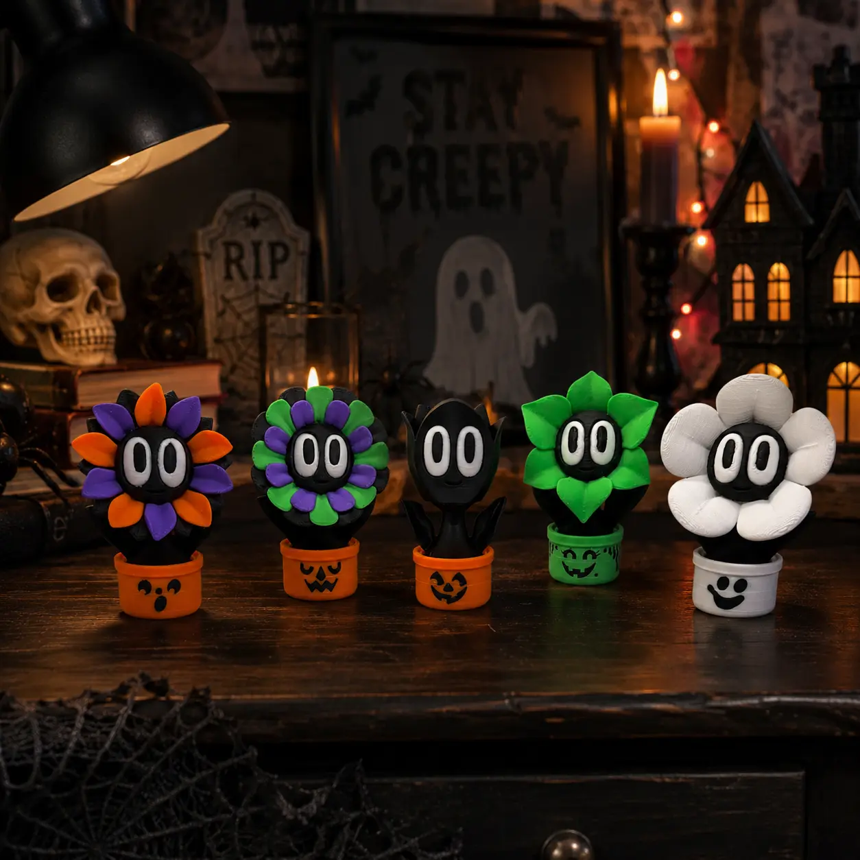 6" Blob Flowers Limited Halloween Boo Editon – Floral Figurines with Personality - Desk Decor (Copy)