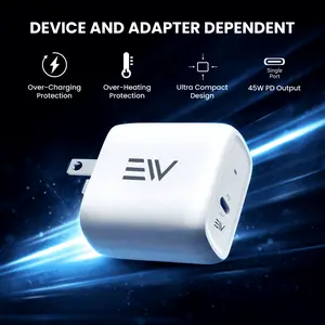 Electronic World 45W USB-C Fast Wall Charger with Type-C Cable, PD Fast Charging Adapter Block for iPhone, Samsung, Android & USB-C Devices