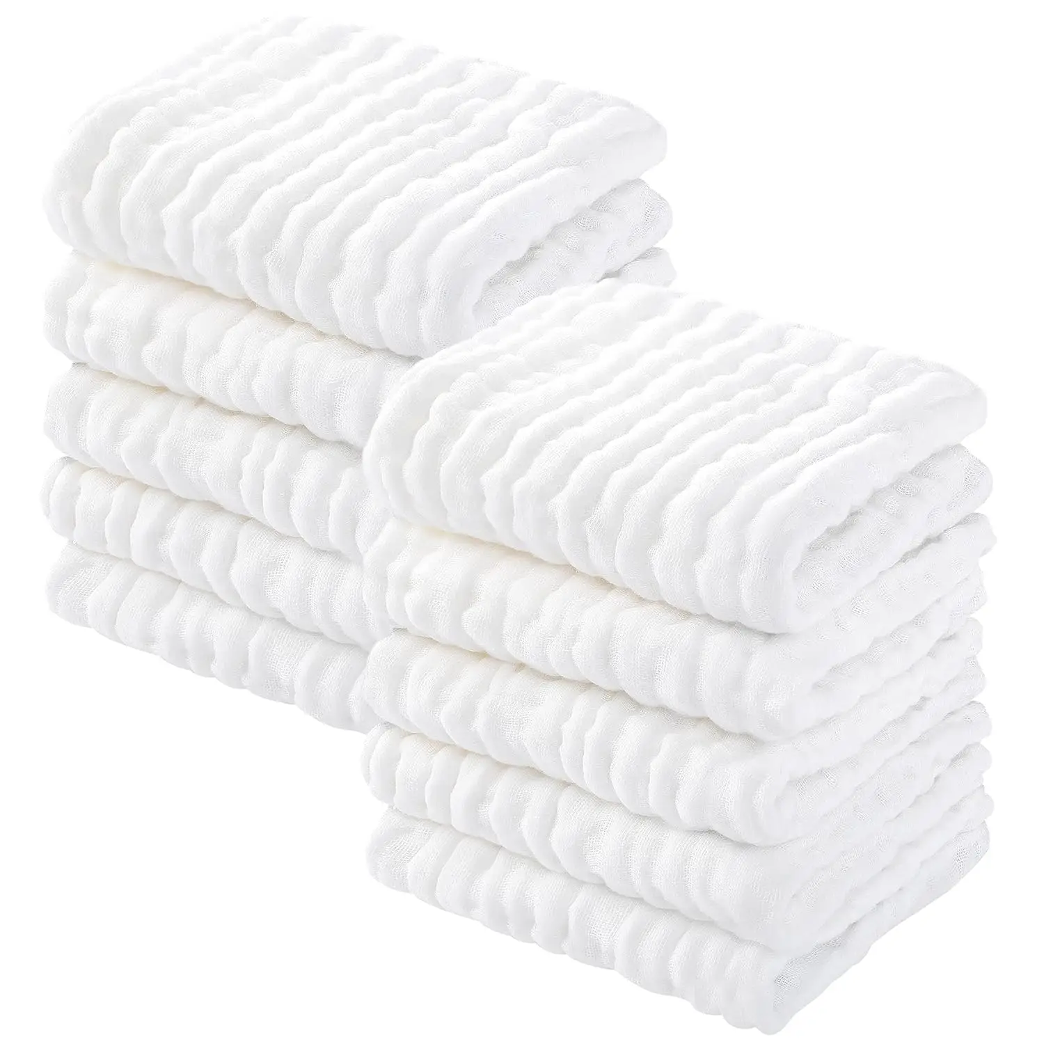 Yoofoss Muslin Washcloths 100% Cotton Face Towels 12/10/6 Packs Wash Cloths set 12x12in Soft and Absorbent