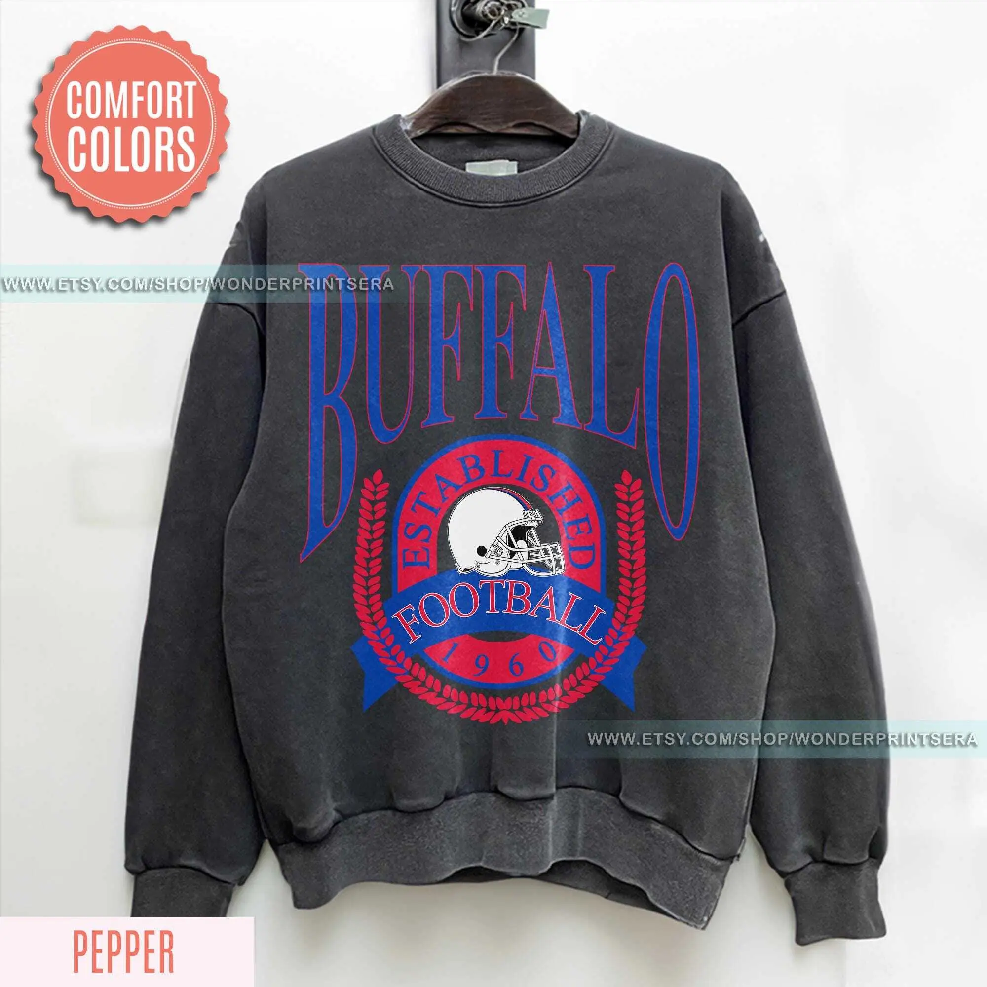 Buffalo Football Vintage Style Comfort Colors Sweatshirt, Buffalo Bill Crewneck, Bill Sweatshirt, Buffalo New York, Buffalo Fan Gift FYJ15 Cotton Trending