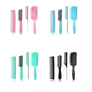 4 Pieces Air Cushion Hair Comb Set, Big Bend Detangling Anti Static Hairdressing Comb For Hair Cutting And Daily Styling