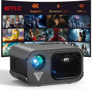 Mini Projector with WiFi and Bluetooth 4K Support, Native 1080P Portable Outdoor Smart Projector, Mirror Screen with Android/iOS/PC Compatible with PC/PS5/Phone/TV Stick (VF340)