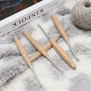 Ergonomic Solid Wood Crochet Hooks - Professional Lace Weaving Yarn Tools for DIY Knitting & Crochet Enthusiasts