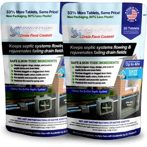 2-Pack Value BUNDLE of Drain Field Cleaner Tablets  Dr . Clears Septic Tanks and Drain Fields of Tough Clogs, Scum, Sludge AND  Odors  - Aerobic & Anaerobic Systems, Just Flush