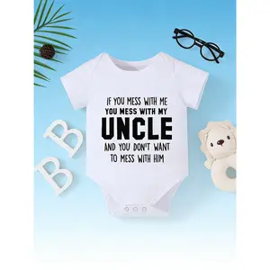 Baby Boys Triangle Style Short Slogan Print Short Sleeve Bodysuit