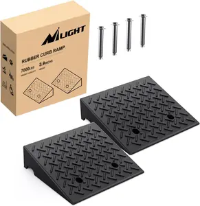 Nilight 2-Pack Sturdy Heavy-Duty Rubber Curb Ramps, 3.9" Rise Height Threshold Ramps, 7000lbs Load Capacity, Portable Safety Access Solutions for Cars, Wheelchairs fathersdaygift