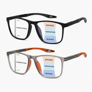 2 Pack Progressive Multifocal Reading Glasses – Blue Light Blocking, HD Vision Computer Readers, Spring Hinge, Oversized Unisex Frames