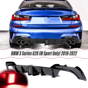 MUTUSAISI Rear Diffuser with LED Brake Light for BMW 3 Series G20 (M Sport Only) 2019-2022 330i/ 330e Rear Lower Lip Splitter Exterior Accessories