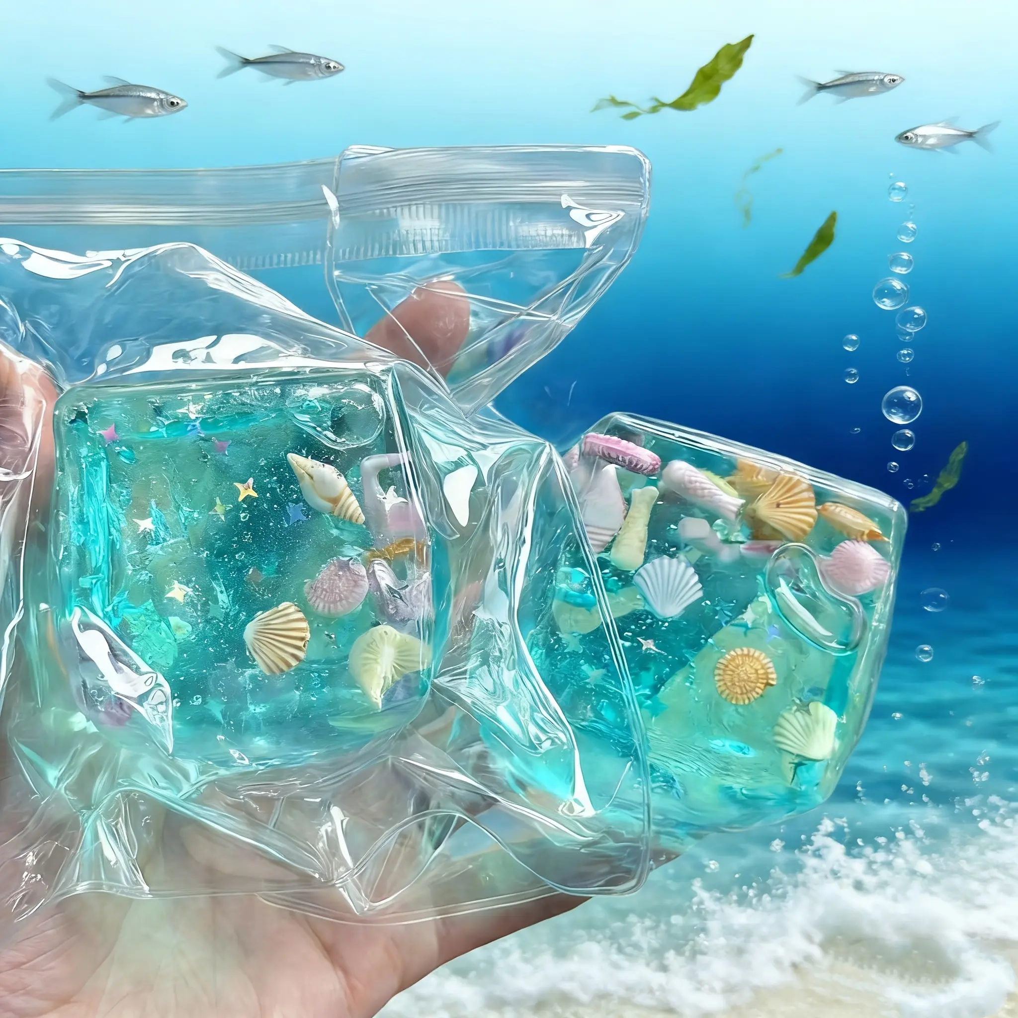1pc Ocean Theme Fidget Gift, Stress Relief Fidgeting, with Seashells & Stars, Realistic Squeezeable, Durable, Birthdays, Parties