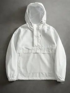 Men's Solid Color Hooded Jacket, Stylish Zipper Sweatshirt for Outdoor Casual Wear, Lightweight Sun Protection Jacket for Spring & Fall