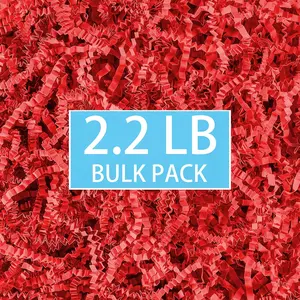 2.2 lbs Red Crinkle Paper Filler - Vibrant Shredded Paper for Gift Baskets, Bulk Box Filler & Packing Stuffing for Christmas, Easter, Birthdays, Gift Wrapping & Parties