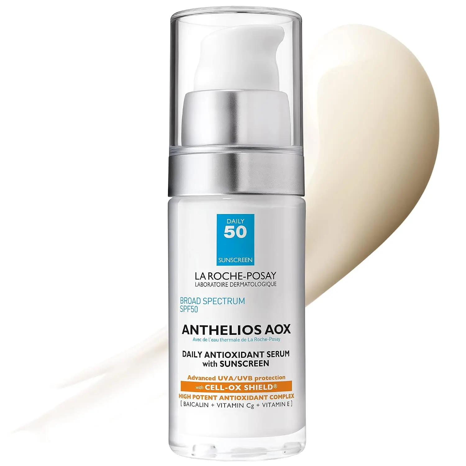 La Roche-Posay Anthelios AOX Antioxidant Serum with Sunscreen SPF 50 1oz |   Antioxidant facial moisturizing serum with baicalin, vitamin C & E. Advanced UVA/UVB protection for sensitive skin.
