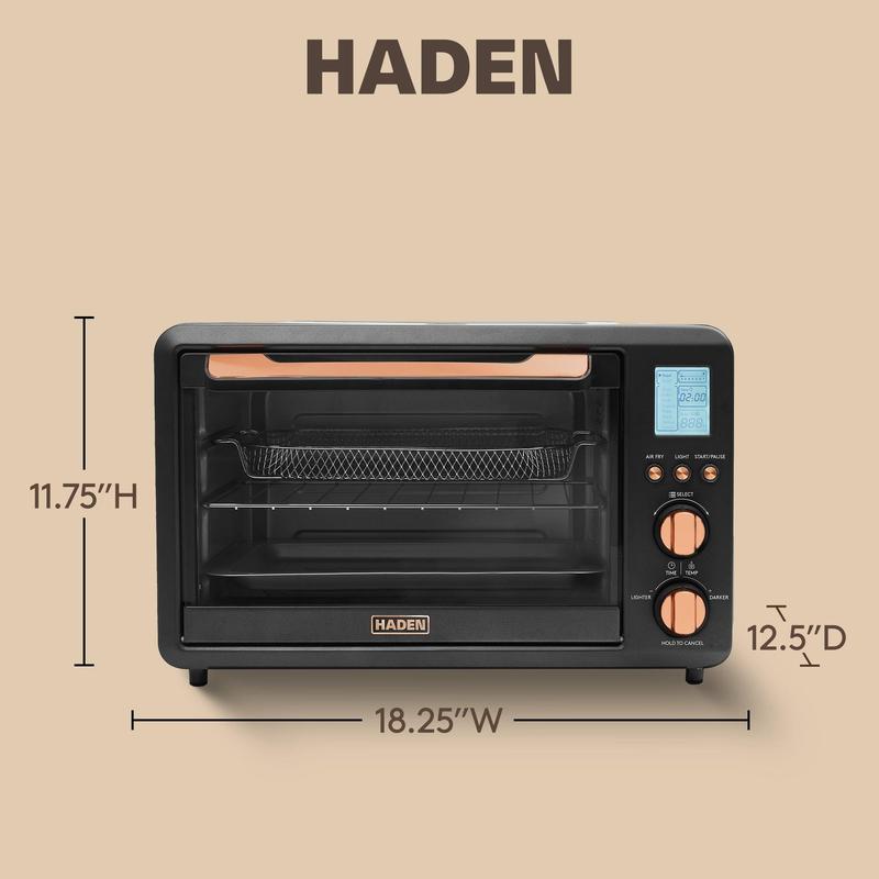 Haden Countertop 6 Slice Toaster Oven Air Fryer Combo for Kitchen, Black/Copper