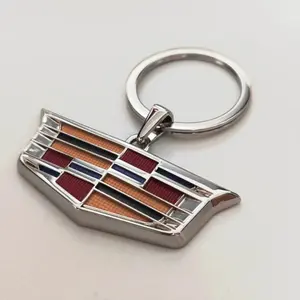 Cadillac Logo Keychain for Ats Bls Ct4 Ct5 Cts Escalade Sls Srx Xt5 Xt6 Xts, Leather Alloy Rings Pendant, Car Key Holder