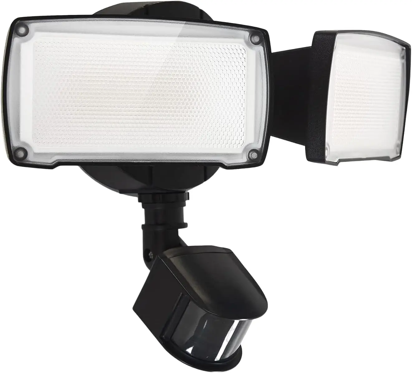 UME 19W LED Flood Light Motion Sensor Outdoor, 2 Adjustable Head, 2000LM, 5000K, IP65 Waterproof, Dusk to Dawn Security Light with Photocell for Exterior,Outside,Garage,House(Black)