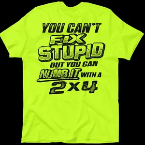 Stupid Safety Yellow T-Shirt | Trending Unisex Vintage Tee | 100% Cotton Full Size 70U8W