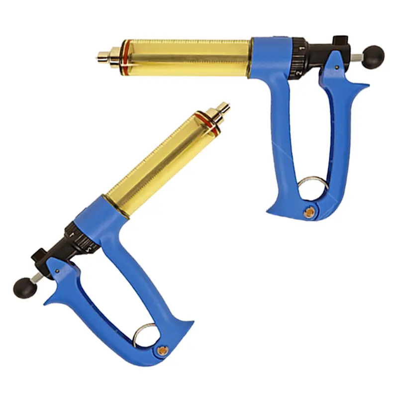 Farm Animal Semi-Automatic Repeating Injector - 2-Piece, 50ml, Adjustable Dose, 2 Extra Sealed Rings, Livestock Syringe for Cattle, Sheep