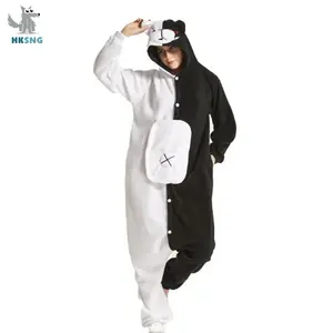 Adult Kigurumi Bear Animal Pajamas Black White Bear Monokuma Onesies Cosplay Costume Party  Jumpsuits Christmas