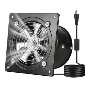 VEVOR 6 Inch Exhaust Fan, 308 CFM High Velocity Wall Mount Vent Fan with On/Off Control, Low Consumption, Portable Ventilation Extractor for Attic,Garage,Basement,Workshop,Kitchen, Chicken Coop,Black