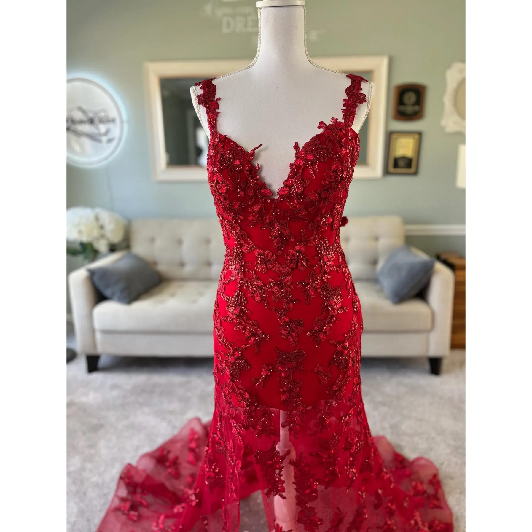 Zoe Red Wedding dress with a slit, Red A-Line Wedding Dress, Gothic Wedding  Dress, Halloween Wedding Dress, V neckline red wedding dress - TikTok Shop