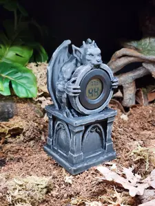 3D printed gargoyle thermometer/hygrometer art piece for reptile enclosure