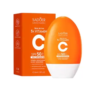 SADOER Vitamin C Sunscreen Moisturizing Glow Boosting UV Protection Lightweight Non Greasy Sunblock for Daily Face Body Use