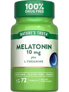 Melatonin 10 mg + L-Theanine - 72 Tablets - Maximum Strength - for Sleep