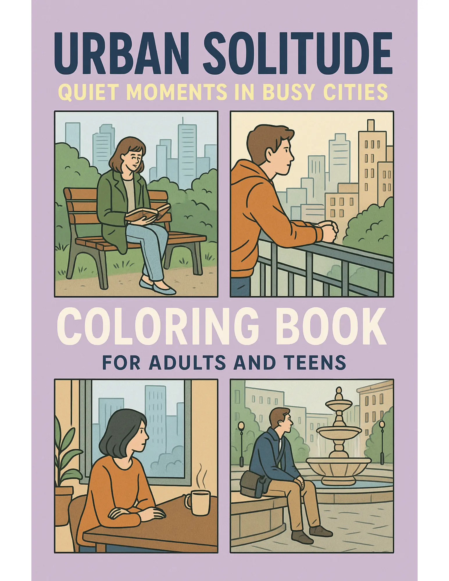 Urban Solitude Quiet Moments in Busy Cities Coloring Sheets For Adults and Teens
