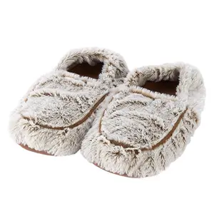 Warmies  Marshmallow Microwavable Slipper, Brown & Gray - Size 6-10 US