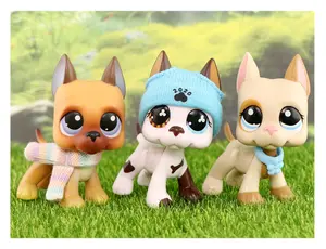 3 PC Great Dane for LPS Collectable, Brown White Tan Animal Bobble Head Figure for Kids Birthday Gift