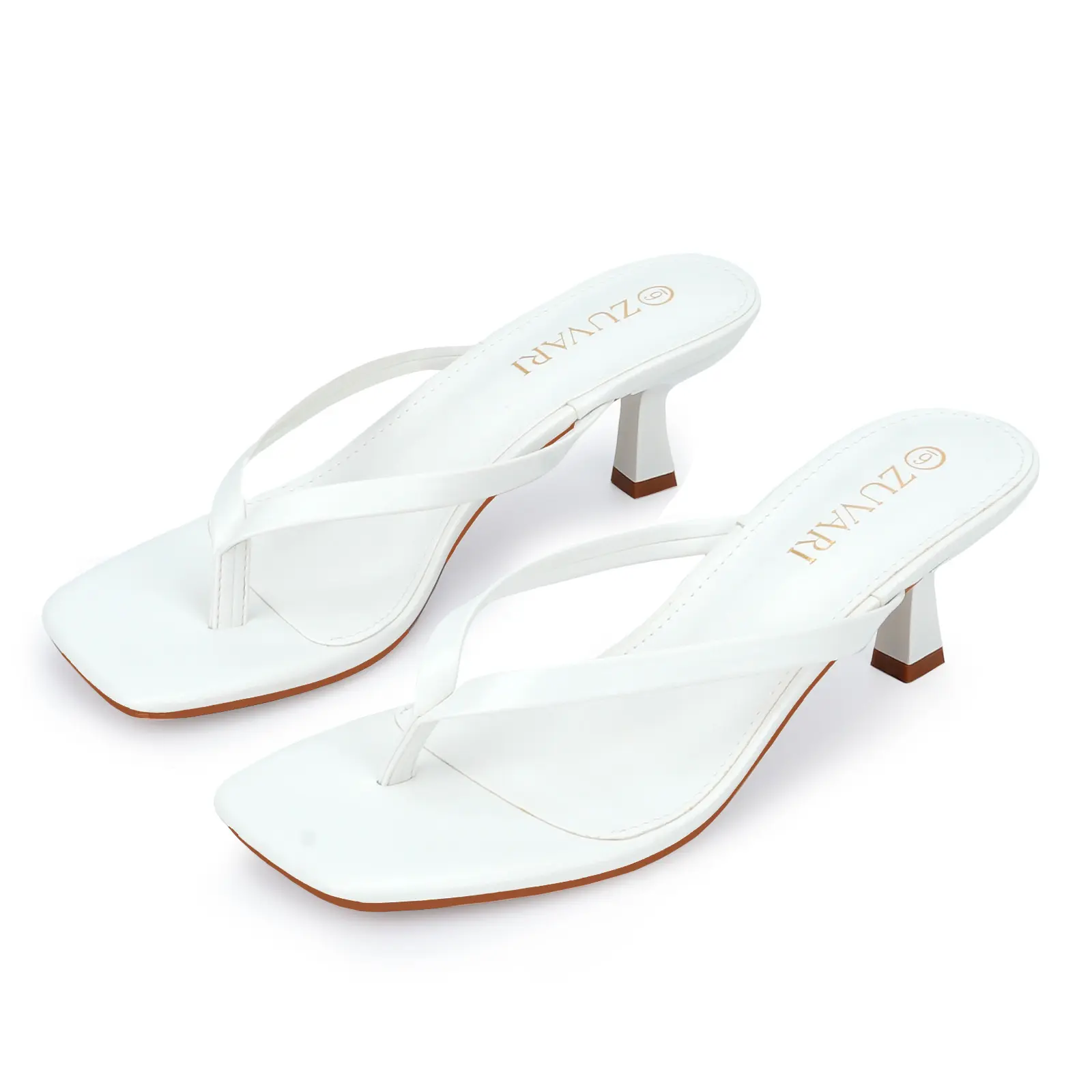 Women’s Square Toe Kitten Heel Sandals – Thong Flip Flop Heels with Soft PU Insole & Non-Slip TPU Outsole, 2.16-Inch Low Heel Slip-On Dressy Sandals for Comfortable Daily Wear, Vacation & Party