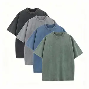 1/4 Pack Oversized Tshirts Unisex Gym Vintage Heavyweight T Shirts Cotton Workout Acid Wash Baggy Tees Top