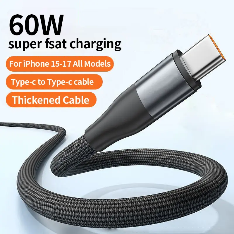 Kaxoe Bend-Proof & Break-Resistant heavy duty cable,USB-C to USB-C Cable,Compatible with iPhone 15 16 17 Series Mobile Phones,60W Fast Charging Cable,Nylon Braided Cable,iphone cable