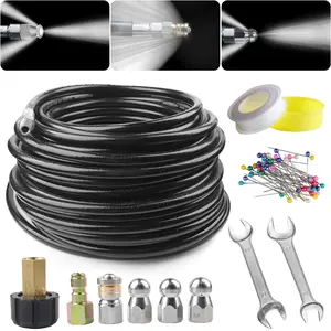 5800PSI Sewer Jetter Kit 100FT High Pressure Drain Cleaning Hose Pressure Washer
