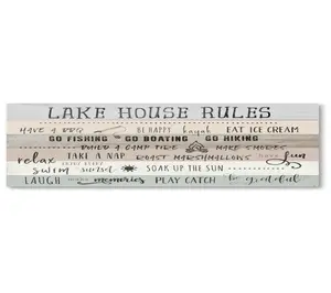 Courtside Market Lake House Rules 6" x 24" Wooden Panel