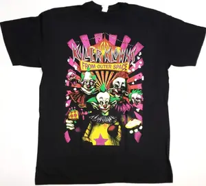 Killer Klowns From Outer Space T-shirt Scary Horror B-Movie Tee Men's Black New 100% Cotton Crewneck Tropical Print Top streetwear classic Cotton Printed Round Neck T-Shirt