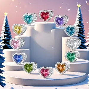 S925 Sterling Silver Fashion Elegant Exquisite January - December Birthstone Heart-shaped Beads, Suitable For Celebrating The Birth Of Daily Gifts, Compatible Necklace Bracelet DIY Accessories Women'S Accessories, Valentine'S Day And Christmas Gifts