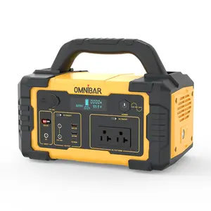 655Wh 600W Output Portable Power Station 18650 Battery Charging, 2 AC Outlets Backup Battery Power Supply for Outdoors Camping RV Travel Rechargeable(Yellow, Solar Panel Optional)