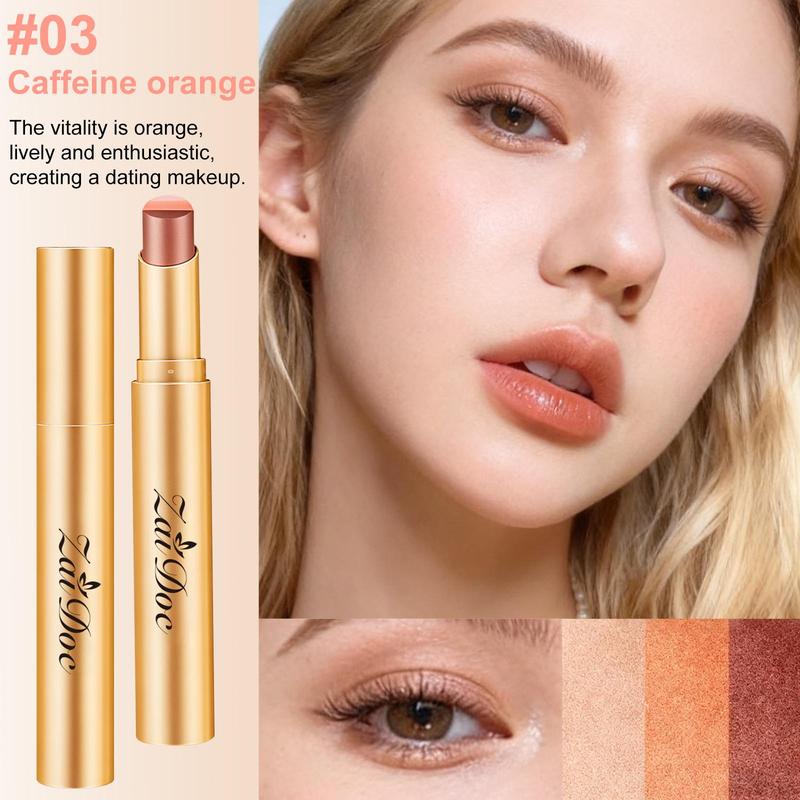 3-in-1 Easy Eyeshadow Stick for Beginners,SmudgeProof in Seconds, One-Stroke Application,Creamy Shimmer Trio Eyeshadow Stick Waterproof Longwear Liquid Eyeliner Color Changing Lip Oil Trio Waterproof Shiny Diamond Eyeshadow