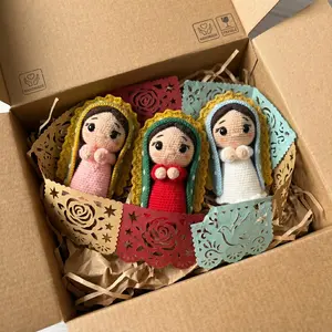 Handmade Crochet Our Lady of Guadalupe Set of 3, Amigurumi Catholic Dolls, Virgin Mary Gift, Baptism Keepsake, Religious Home Decor