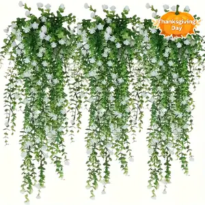 Artificial Eucalyptus Ivy Vine - plastic leaves, Artificial Hanging Flower, Fake Hanging Plants, suitable for indoor/outdoor decoration, maintenance-free, perfect for home, weddings, patios, gardens, Christmas