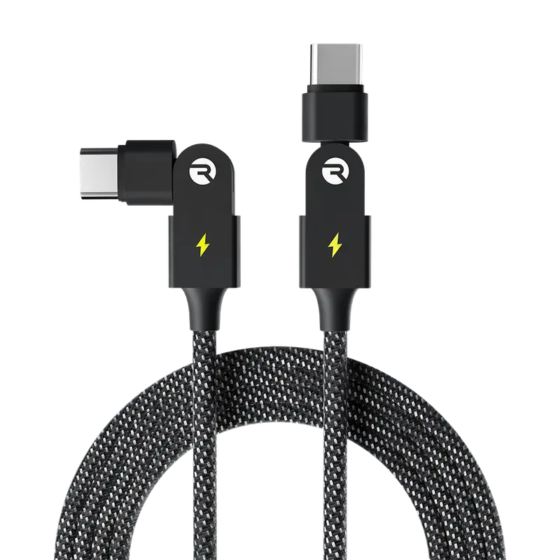 Raycon Global Inc. Magic Spin Type C Data Charging Cable (Both Ends) - Charger Replacement for Mobile Android/iOS Devices, Supports Fast Charge