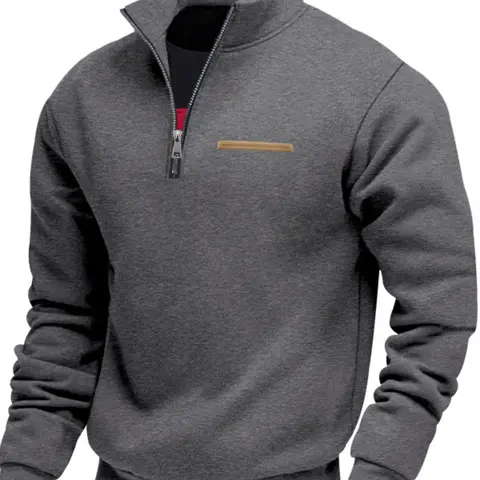 Men's Quarter Zipper Long-Sleeved Hoodie, Athletic Sweatshirt, Casual Sports Jumper, Athletic Fashion Activewear, Casual Athletic Style, Suitable For Daily Collocation, All-In-One Zipper Design, Suitable For Any Season, Casual Sporty Top