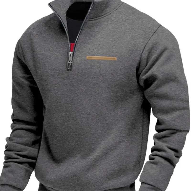 Men's Quarter Zipper Long-Sleeved Hoodie, Athletic Sweatshirt, Casual Sports Jumper, Athletic Fashion Activewear, Casual Athletic Style, Suitable For Daily Collocation, All-In-One Zipper Design, Suitable For Any Season, Casual Sporty Top