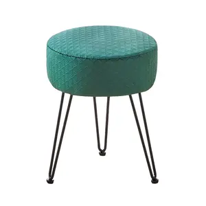Vanity Stool with Metal Legs – Round Velvet Ottoman Bench, Modern Dressing Stool & Footstool for Bathroom, Bedroom, or Living Room – Green (TEMU self-pickup only)#TikTokMadeMeBuyIt"#MustHaveFurniture