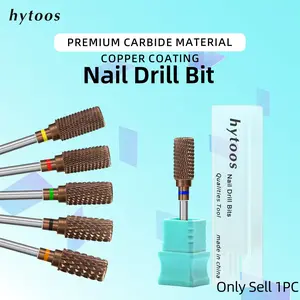 Copper Coating Dust Proof Barrel Nail Drill Bits, Pro Electric Carbide Manicure Bits, Acrylic Nails Gel Removal Tool, Professional Beauty Tools
